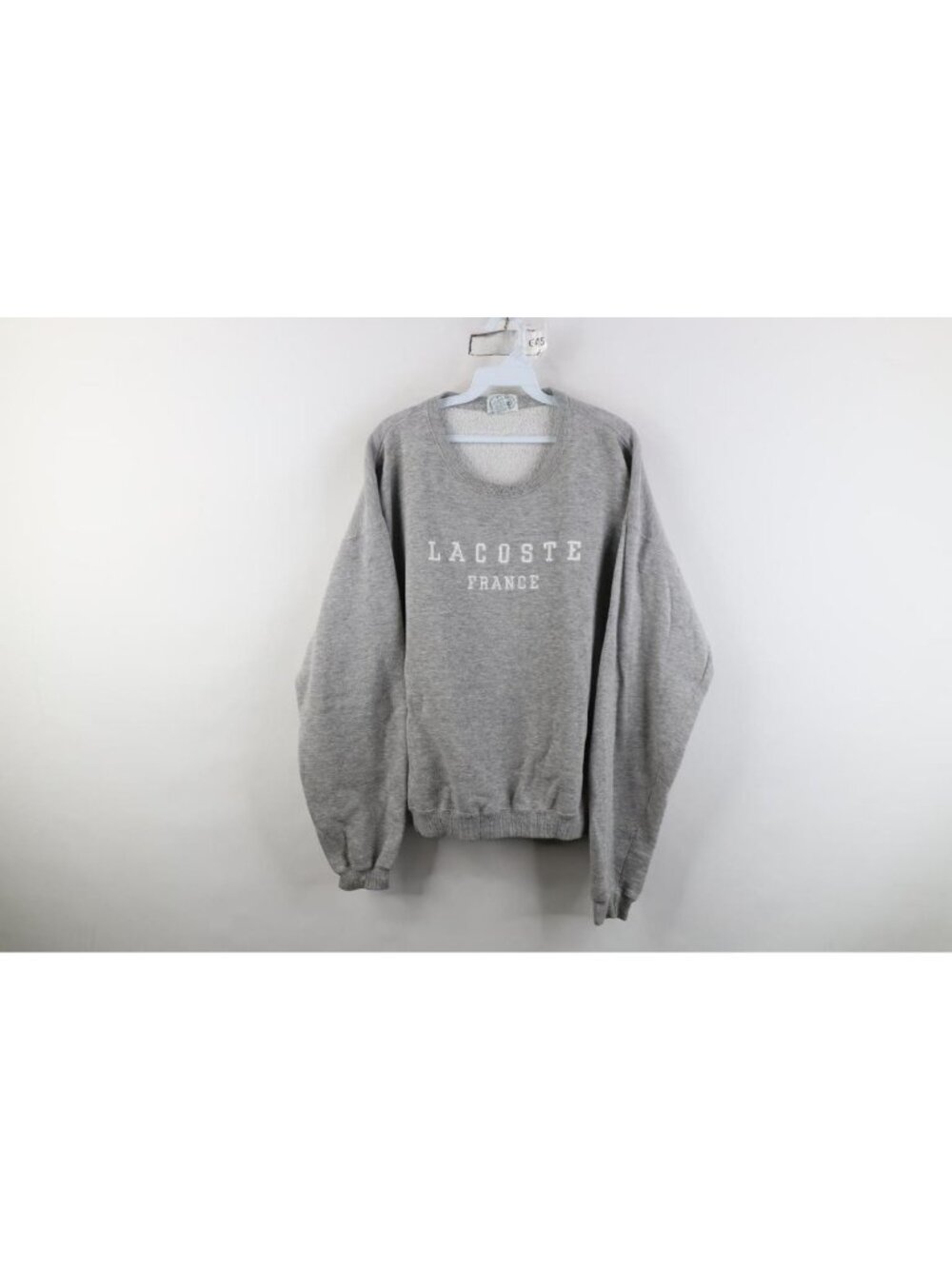 Vtg 90s Izod Lacoste Mens Medium Spell Out France Sweatshirt Heather Gray USA